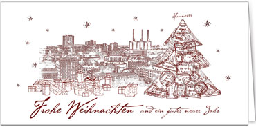 2025 für Firmen | Kategorie Städte Karten | Motiv: Hannover in Rot - Artikel Nummer 31234