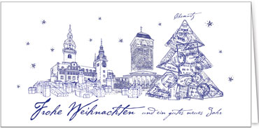 2025 für Firmen | Kategorie Städte Karten | Motiv: Chemnitz in Blau - Artikel Nummer 31237