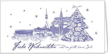 2025 für Firmen | Kategorie Städte Karten | Motiv: München in Blau - Artikel Nummer 31241