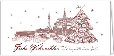 2025 für Firmen | Kategorie Städte Karten | Motiv: München in Rot - Artikel Nummer 31242