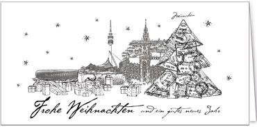 2025 für Firmen | Kategorie Städte Karten | Motiv: München in Schwarz - Artikel Nummer 31244