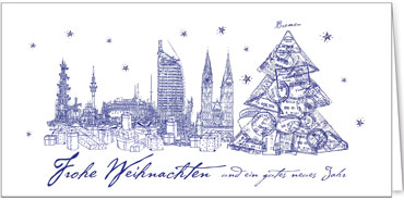 2025 für Firmen | Kategorie Städte Karten | Motiv: Bremen in Blau - Artikel Nummer 31245