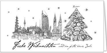 2025 für Firmen | Kategorie Städte Karten | Motiv: Bremen in Schwarz - Artikel Nummer 31248