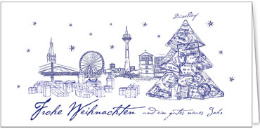 2025 für Firmen | Kategorie Städte Karten | Motiv: Düsseldorf in Blau - Artikel Nummer 31249