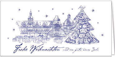 2025 für Firmen | Kategorie Städte Karten | Motiv: Leipzig in Blau - Artikel Nummer 31253