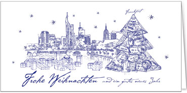 2025 für Firmen | Kategorie Städte Karten | Motiv: Frankfurt in Blau - Artikel Nummer 31257