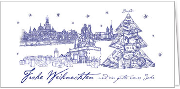 2025 für Firmen | Kategorie Städte Karten | Motiv: Dresden in Blau - Artikel Nummer 31261