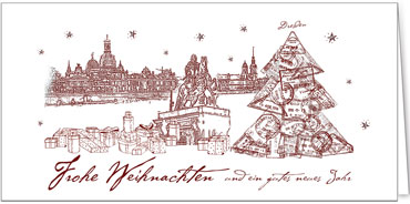 2025 für Firmen | Kategorie Städte Karten | Motiv: Dresden in Rot - Artikel Nummer 31262