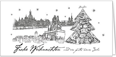 2025 für Firmen | Kategorie Städte Karten | Motiv: Dresden in Schwarz - Artikel Nummer 31264