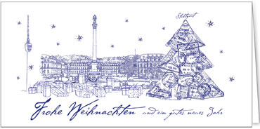 2025 für Firmen | Kategorie Städte Karten | Motiv: Stuttgart in Blau - Artikel Nummer 31265