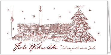 2025 für Firmen | Kategorie Städte Karten | Motiv: Stuttgart in Rot - Artikel Nummer 31266