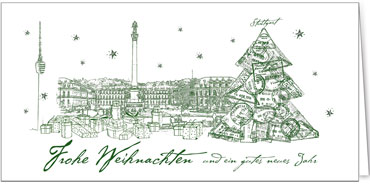 2025 für Firmen | Kategorie Städte Karten | Motiv: Stuttgart in Grün - Artikel Nummer 31267