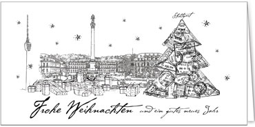 2025 für Firmen | Kategorie Städte Karten | Motiv: Stuttgart in Schwarz - Artikel Nummer 31268