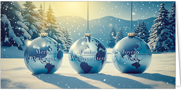 2025 für Firmen | Kategorie Internationale Weihnachtsgrüße | Motiv: Weltkugel Trio - Artikel Nummer 31319