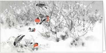 2025 für Firmen | Alte Meister | Motiv: Bruno Liljefors Winterlandschaft mit Gimpel (1891) - Artikel Nummer 31340