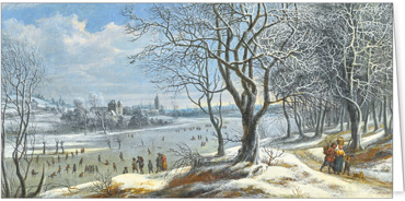 2025 für Firmen | Alte Meister | Motiv: Daniel van Heil / Winterlandschaft mit Eisläufer und Figuren auf dem Weg (ca. 1684) - Artikel Nummer 31344