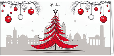 2025 für Firmen | Kategorie Städte Karten | Motiv: Berlin mit Weihnachtsbaum in Rot - Artikel Nummer 31348