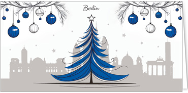 2025 für Firmen | Kategorie Städte Karten | Motiv: Berlin mit Weihnachtsbaum in Blau - Artikel Nummer 31349