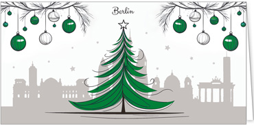 2025 für Firmen | Kategorie Städte Karten | Motiv: Berlin mit Weihnachtsbaum in Grün - Artikel Nummer 31350