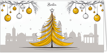 2025 für Firmen | Kategorie Städte Karten | Motiv: Berlin mit Weihnachtsbaum in Orange - Artikel Nummer 31351