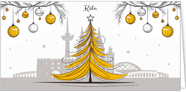 2025 für Firmen | Kategorie Städte Karten | Motiv: Köln mit Weihnachtsbaum in Orange - Artikel Nummer 31359