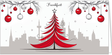 2025 für Firmen | Kategorie Städte Karten | Motiv: Frankfurt mit Weihnachtsbaum in Rot - Artikel Nummer 31372