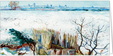2024 Neujahrskarten für Firmen | Motiv: Vincent van Gogh Snowy landscape with Arles in the background - Artikel Nummer 41178-10