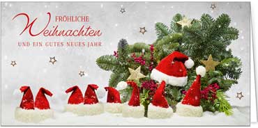 2025 für Firmen | Kategorie Weihnachtliche  Fotoimpressionen | Motiv: Mützen mit Tannen - Artikel Nummer 41193