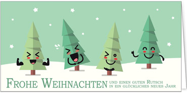 2025 für Firmen | Kategorie Humor | Motiv: Witzige Tannen im Schnee - Artikel Nummer 41284