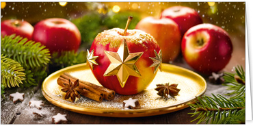 2025 für Firmen | Kategorie Duftkarten | Motiv: Bratapfelschmuck (Bratapfel-Duft) - Artikel Nummer 41481