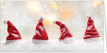 2025 für Firmen | Kategorie Adventkalenderkarten | Motiv: Witzige Weihnachtsmützen - Artikel Nummer 41518