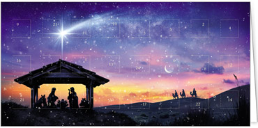 2025 für Firmen | Kategorie Adventkalenderkarten | Motiv: Geburt unter Sternschnuppe - Artikel Nummer 41529