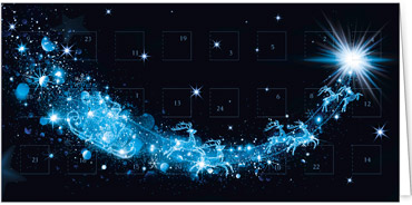 2025 für Firmen | Kategorie Adventkalenderkarten | Motiv: Schlittenfahrt mit Sternen - Artikel Nummer 41530