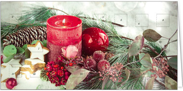 2025 für Firmen | Kategorie Adventkalenderkarten | Motiv: Duftende Adventkerze - Artikel Nummer 41535