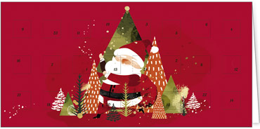 2023 für Firmen | Kategorie Adventkalenderkarten | Motiv: Weihnachtsmann-Adventzauber - Artikel Nummer 41536