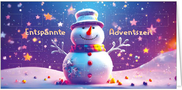 2025 für Firmen | Kategorie Adventkalenderkarten | Motiv: Lila Schneemann - Artikel Nummer 41552