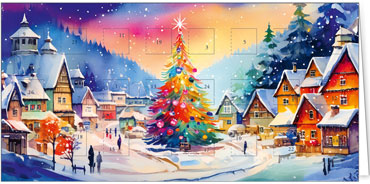 2025 für Firmen | Kategorie Adventkalenderkarten | Motiv: Dorfüberraschung - Artikel Nummer 41553