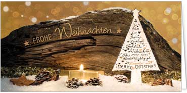 2025 für Firmen | Kategorie Weihnachtliche  Fotoimpressionen | Motiv: Goldzauber mit Holz - Artikel Nummer 41836