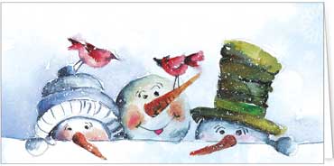 2025 für Firmen | Kategorie - Weihnachts Aquarelle - | Motiv: Freudige Schneemänner - Artikel Nummer 41842