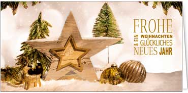 2025 für Firmen | Kategorie Weihnachtliche  Fotoimpressionen | Motiv: Holzstern mit Tannen - Artikel Nummer 41897