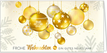 2025 für Firmen | Kategorie Goldene Impressionen | Motiv: Baumelnder Kugelschmuck - Artikel Nummer 41937