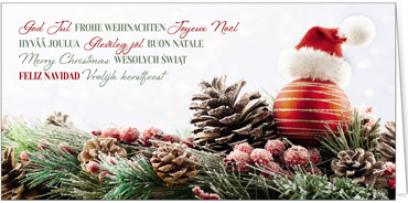 2025 für Firmen | Kategorie Weihnachtliche  Fotoimpressionen | Motiv: Gesteck mit Mütze - Artikel Nummer 41950