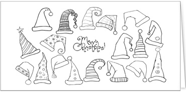 2025 für Firmen | Kategorie Ausmalkarten | Motiv: Lustige Mützen zum Ausmalen - Artikel Nummer 41960-816