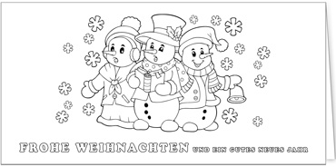 Ausmalkarte für Weihnachten - Schmeemann-Chor zum Ausmalen