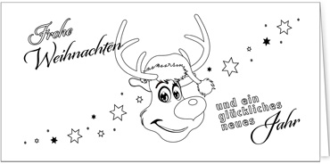 2025 für Firmen | Kategorie Ausmalkarten | Motiv: Rentierwünsche zum Ausmalen - Artikel Nummer 41963-816