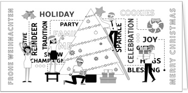 2025 für Firmen | Kategorie Ausmalkarten | Motiv: Weihnachtsfeier zum Ausmalen - Artikel Nummer 41970-816