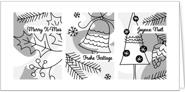 2025 für Firmen | Kategorie Ausmalkarten | Motiv: Verspielte Weihnachtsdeko zum Ausmalen - Artikel Nummer 41973-816