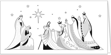 2025 für Firmen | Kategorie Ausmalkarten | Motiv: Heilige Drei Könige zum Ausmalen - Artikel Nummer 41975-816