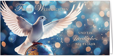 2025 für Firmen | Kategorie Blaue Impressionen | Motiv: Bedeutungsvolle Friedenstaube - Artikel Nummer 41993
