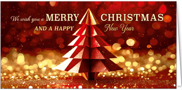 2025 für Firmen | Kategorie Rote Impressionen | Motiv: Geometrischer Glanzbaum - Artikel Nummer 41994